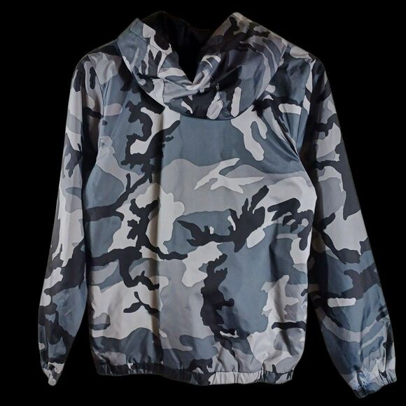 Jordan Boys L 12-13yrs Camo Windbreaker Zip Hoodie Jacket Gray Red Jumpman Logo - Picture 6 of 8